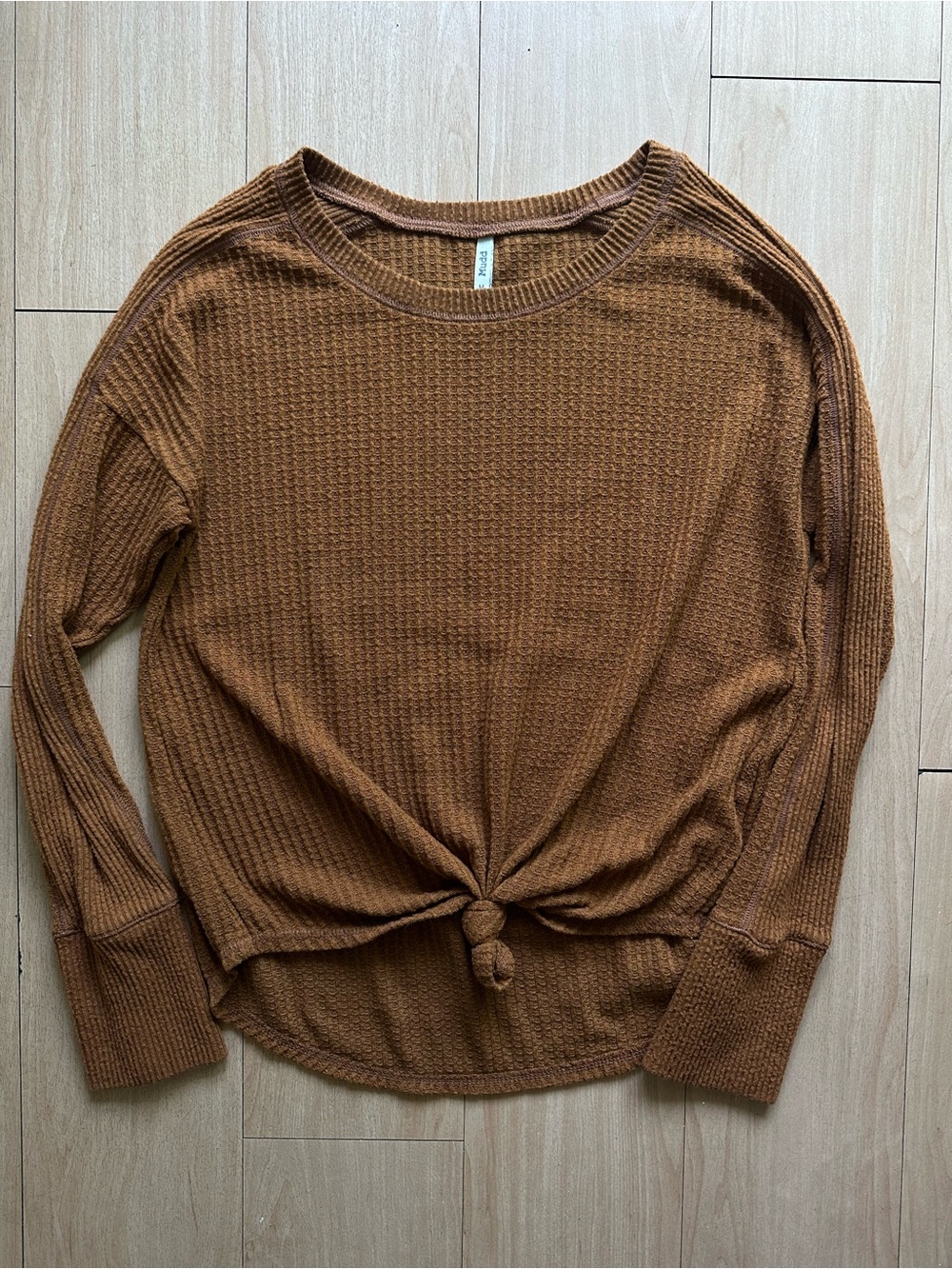 Mudd Sweater Pullover Women M Brown Waffle Knit Long Sleeve Casual Y2K